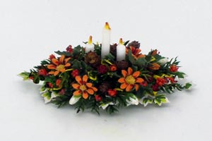 Christmas Chrysanthemum and Candle Centerpiece